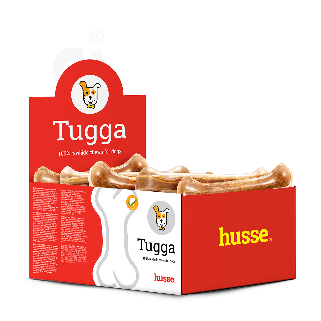 Tugga, osso da masticare pressato L, box 10 pezzi | per cani